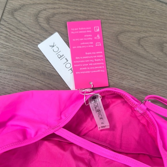 Holipick Women’s One Piece One Shoulder Hot Pink Swimsuit NWT - Picture 4 of 14